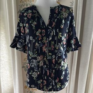 Floral Ruffle Sleeve Top